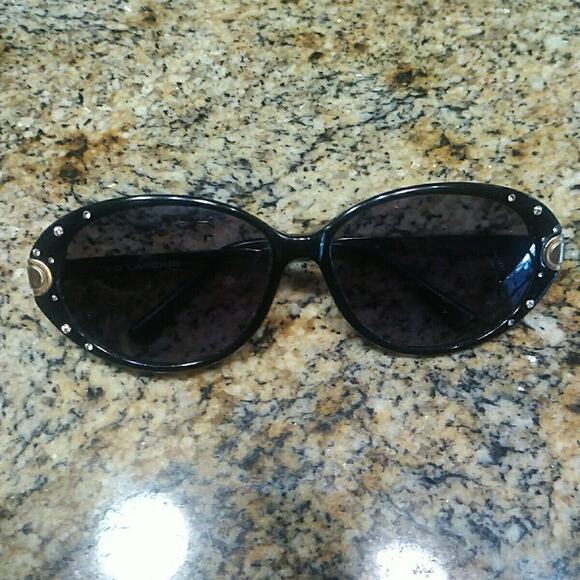 Vintage Ted Lapidus Sunglasses mod. TL 218 BM Rhinestone Black Oval Gold Jewel main image 6